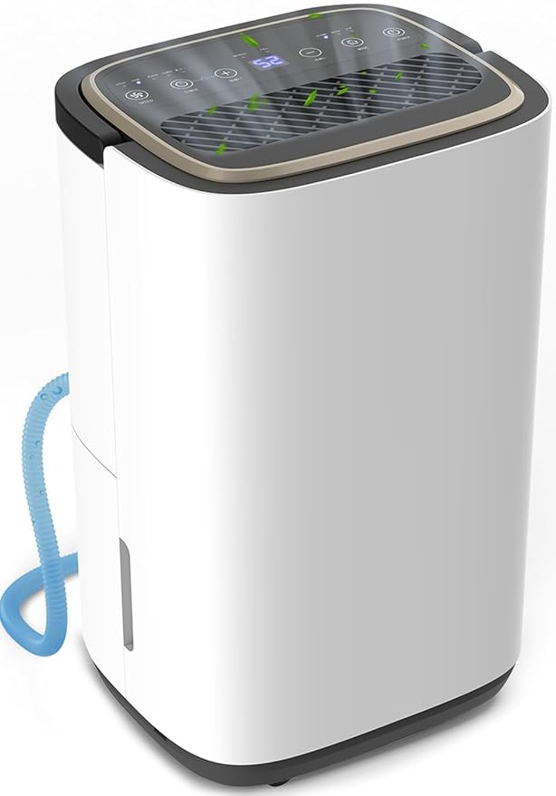 34 Pint Dehumidifier- 3000 Sq. Ft. Large Basement Dehumidifiers with Drain Hose for Large Rooms - Powerful Moisture Removal with Compressor- Dehu/Dry/Air Mode, LED Display,Timer, Child Lock