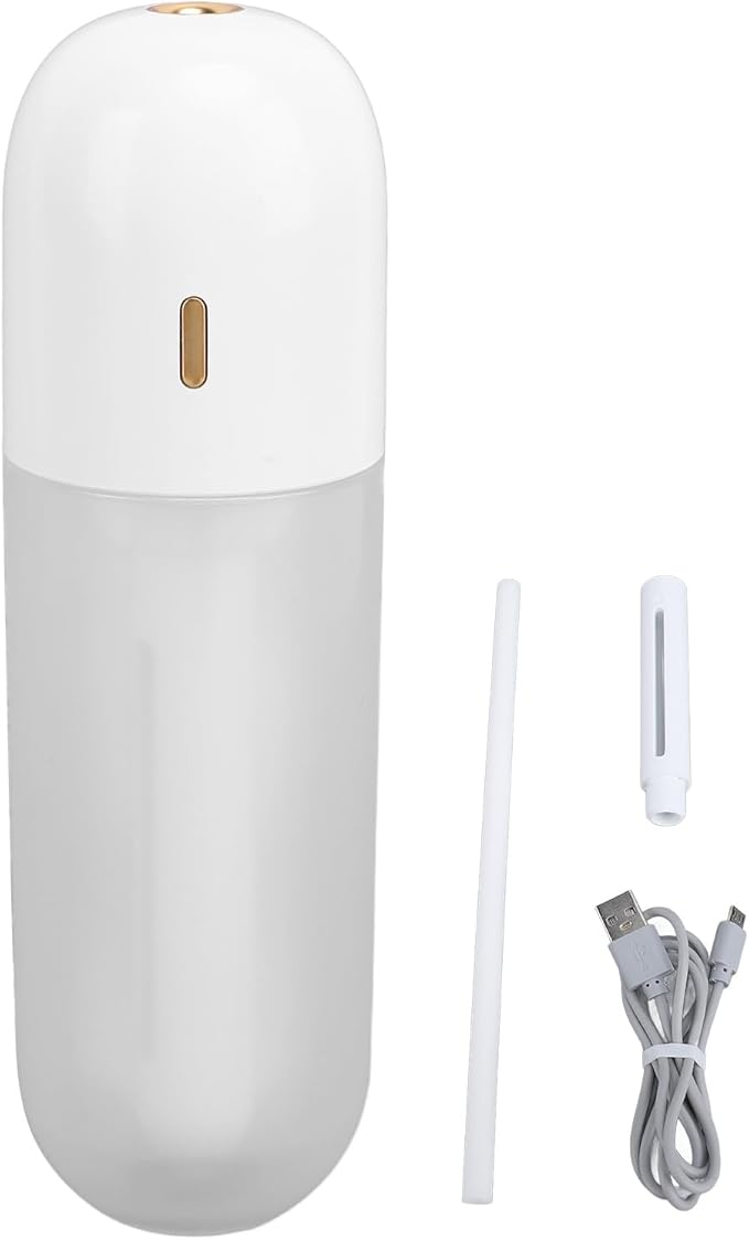Asixxsix Mini Portable Humidifier, 100ml Cool Mist Humidifiers, USB Rechargeable Humidifier Wand, Travel Personal Humidifiers for Office, Bedroom, Quiet to Operate (White)