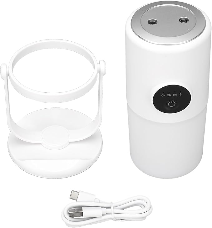 Portable Mini Humidifier, 300ML Cool Mist Humidifiers with Stand, Quiet USB Desktop Humidifier with 2 Mist Mode for Baby Bedroom Travel Office Home, Quiet Mini Humidifiers (White)