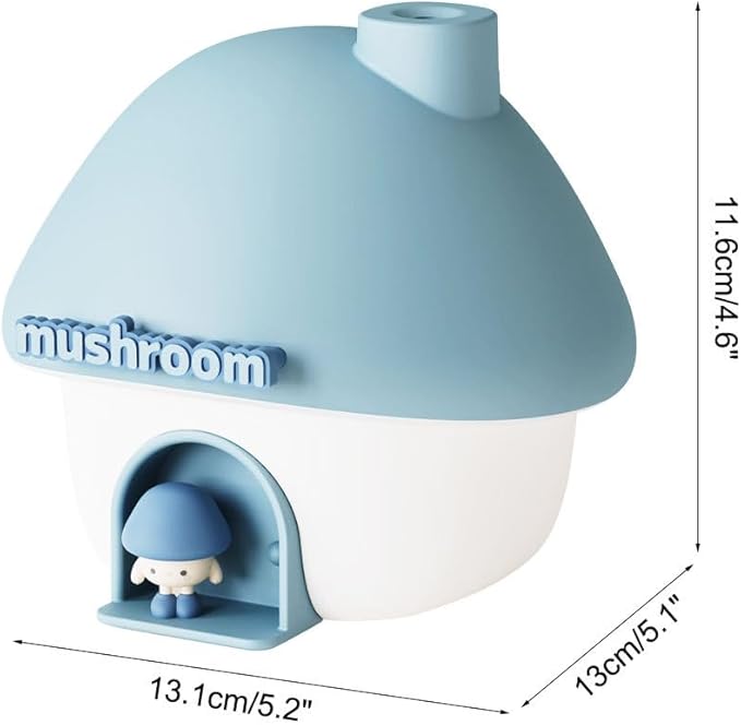 Cute Mushroom House Humidifier, Quiet Air Humidifier Rechargeable Aroma Diffuser Humidifiers with Night Light for Home Bedroom Office Car
