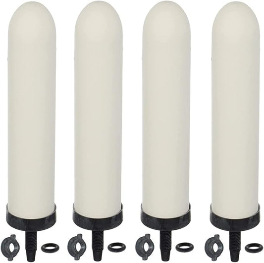 HUINING 4PCS 10-inch Replacement Ceramic Filter Candle with Activated Carbon for Countertop Gravity Water Filter Systems
