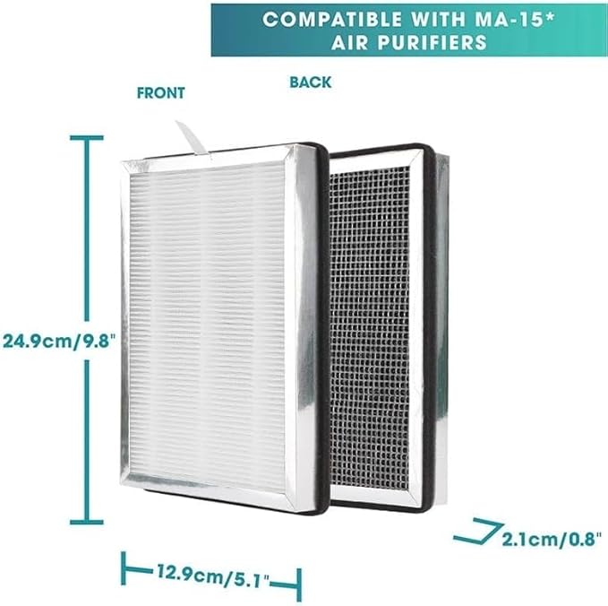 Replacement Parts Ture Hepa Filter and Activated Carbon Filter Compatible with Medify MA-15 Series Air Purifier, Pre-Filters 2-Pack