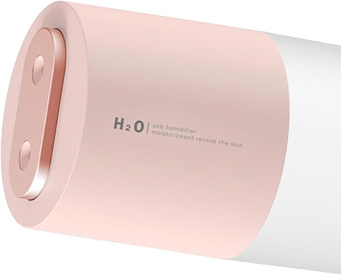 Mini Humidifier Portable USB Humidifier Double Spray Small Mist Humidifiers Desktop Humidifier for Car, Office, Indoor, Bedroom, Travel (Pink)
