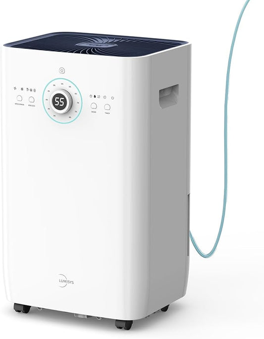 6,500 Sq. Ft Dehumidifier for Basement, 125 pint home dehumidifiers with sump pump/drain hose/2.14 gallon large capacity tank, 24H Timer