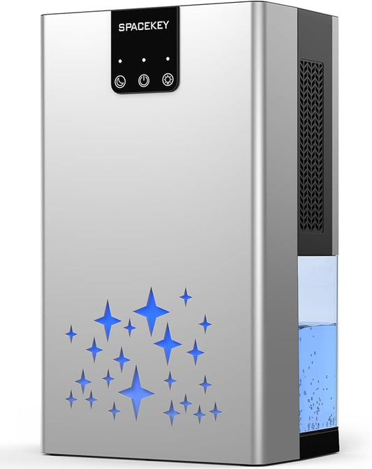 Dehumidifier, 95 OZ Water Tank Dehumidifiers for Home, 1000 sq. ft. Dehumidifier for Basement Bathroom Bedroom with Auto Shut Off, 7 Colors LED Light, Quiet Dehumidifiers with Sleep Mode, Sliver Black