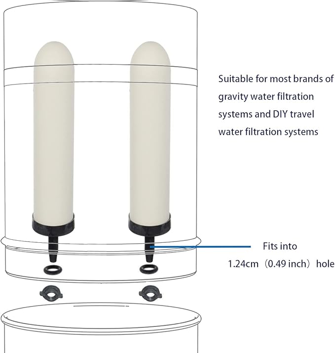 HUINING 4PCS 7-inch Replacement Ceramic Filter Candle with Activated Carbon for Countertop Gravity Water Filter System and Household Water Cooler Filtration Systems