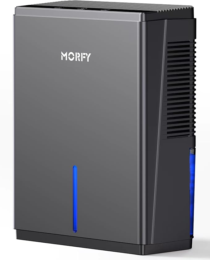 MORFY Dehumidifier, 80 OZ Small Dehumidifier for Bedroom, Bathroom, RV, Closet, Dual-Semiconductor Quiet Dehumidifiers for Home Room with Drain Hose, 7 Colors LED Auto Shut Off