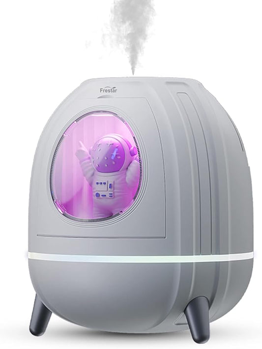 Mini USB Humidifier 250ml with 7 Colors LED Night Light, Small Humidifier for Kids, Plant, Bedroom, Office, Desk, Babies Room, No Battery (White - Spaceman)