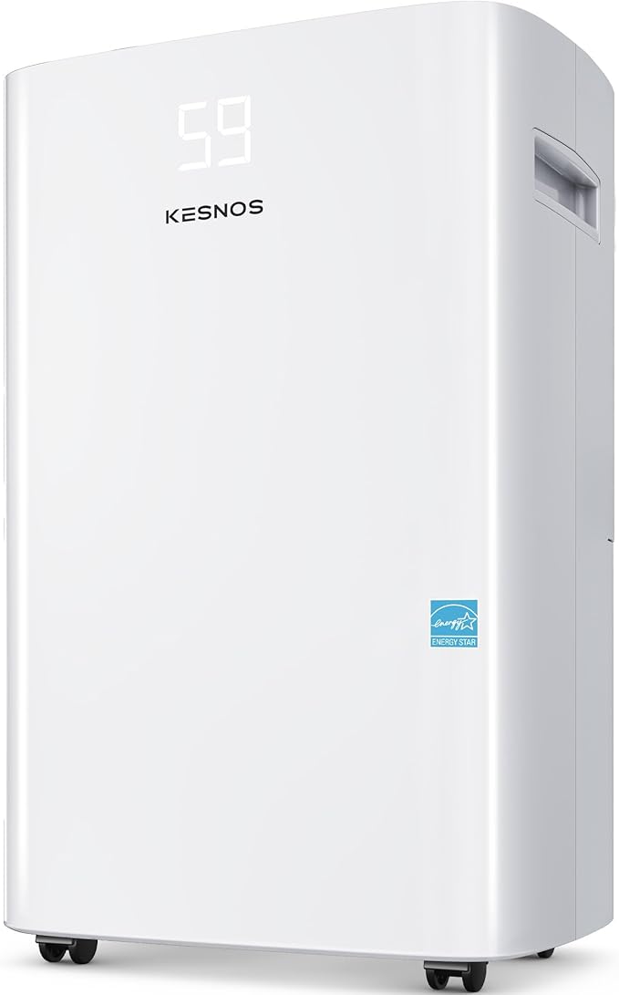 Kesnos 5,000 Sq. Ft. Most Efficient Energy Star 2025 Dehumidifier for Home, 80 Pints Dehumidifier with Drain Hose for Basement, Bedroom, Bathroom, Room, Featuring Front Display, 24H Timer Function
