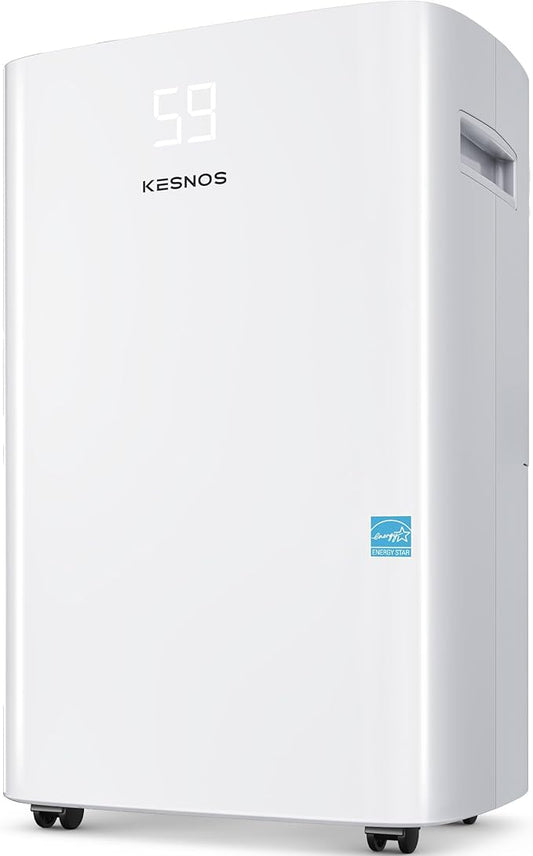 Kesnos 5,000 Sq. Ft. Most Efficient Energy Star 2025 Dehumidifier for Home, 80 Pints Dehumidifier with Drain Hose for Basement, Bedroom, Bathroom, Room, Featuring Front Display, 24H Timer Function