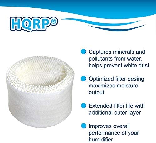 HQRP Wick Filter Compatible with Vicks WF2 Replacement; V3100, V3500, V3600, V3700, V3800, V3900, VEV320 Humidifiers