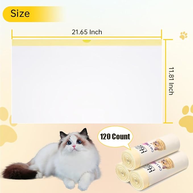120 Count Self-Cleaning Litter Box Liners Compatible with PURA X/MAX - Leakproof & Odor-Control Design, 2x Thicker Material Than Standard Liners, Automatic Cat Litter Box Accessories