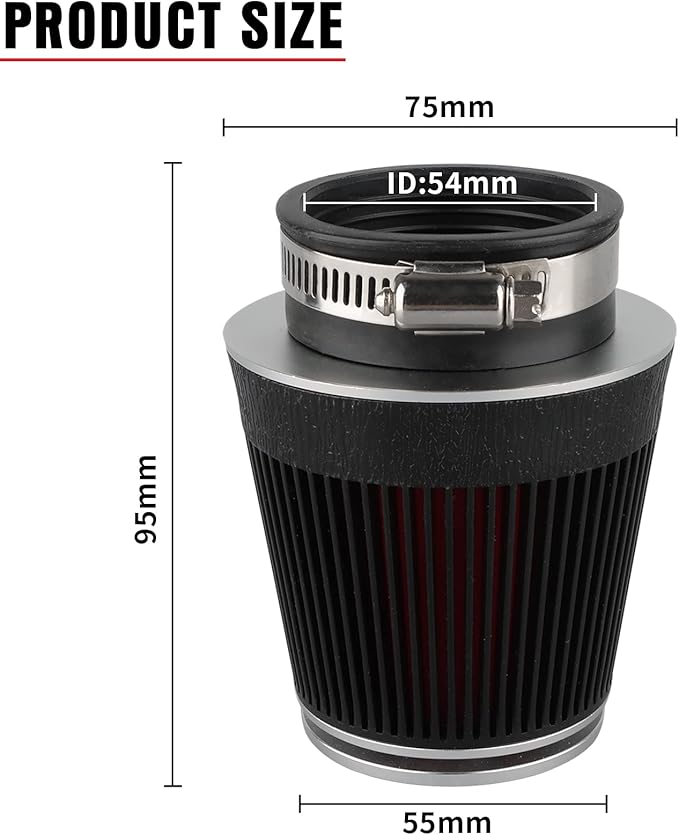 NIBBI Racing CNC 54MM Air Filter Round Tapered,Universal Air Filters for Dirt Bike ATV Quad Go Kart Pit Bike Parts