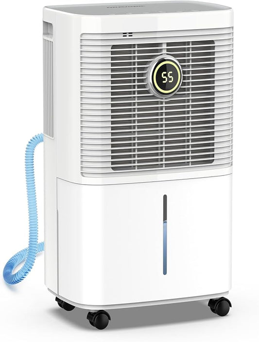 34 Pint Dehumidifiers for Home, Basement, Bedroom, Bathroom, 2500 Sq.ft Dehumidifier with Drain Hose, Smart Humidity Control & Display, 3 Operation Modes, 24H Timer, Child Lock (White)