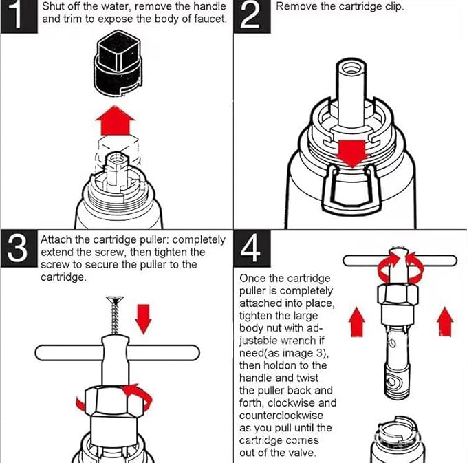 104421 Cartridge Removal Tool, Cartridge Puller Compatible With Moen 1200,1222,& 1225 Single Handle Cartridges，Faucet Cartridge Replacement Core Puller, Moen Shower Cartridge Replacement