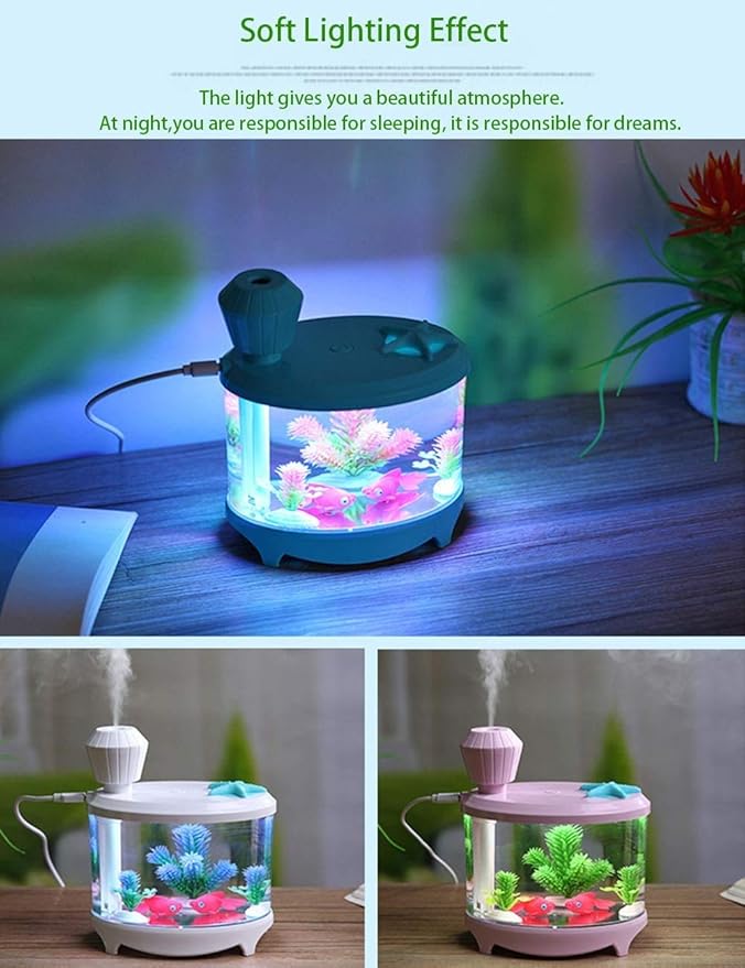 Portable Mini Humidifier, 460ml Cool Mist Small Humidifier, USB Quiet Operation Desktop Humidifiers for Baby Bedroom Travel Office Home, 2 Mist Modes (Blue)