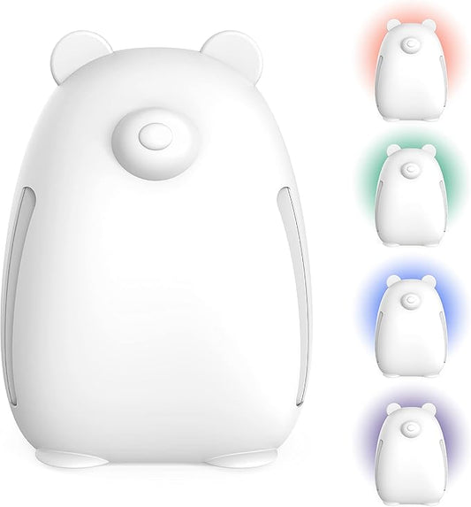 Pure Enrichment PureBaby Kids Bear Air True HEPA Air Purifier - 4 Stage Air Filtration, UV-C Light, and Night Light for Medium-Large Rooms - Baby Nurseries, Kid Bedrooms (White)