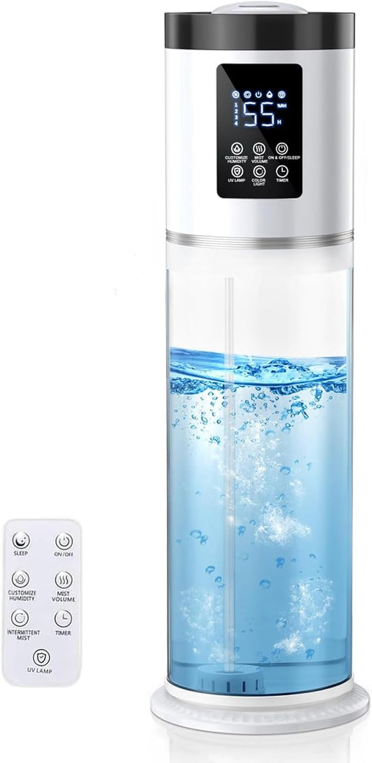 8L/2.1 Gal Humidifiers for Bedroom Large Room, 4 Levels Cool Mist Humidifier with Clear Tank, 7 Color Lights Essential Oil Diffuser with 16H Timer, Top Fill Air Humidifier for Home Plants Office