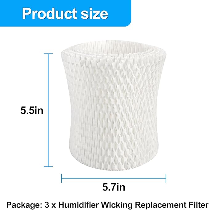 Humidifier Filters Replacement Wicks - Compatible with Canopy Bedside and Nursery Humidifiers - Made with Wood Pulp, Paper Filter - Pack of 3 Filters