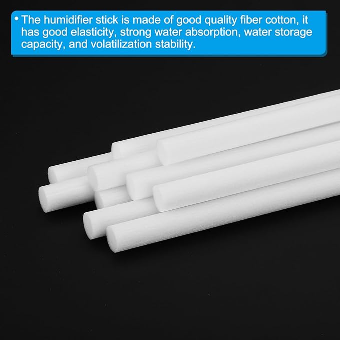 PATIKIL Humidifier Cotton Filter Sticks, 10 Pcs Refill Sticks Filter Wicks Replacement for USB Mini Humidifiers Portable Diffuser (5.91'' x 0.28''), White