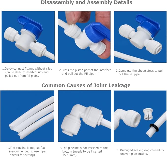 10 Pack 1/4" Bulkhead Connector Include 10 end Plug -Push to Connect Fitting for RO Reverse Osmosis Systems, 1/4" OD Tube, Water Filter & Plumbing Quick Connect Adapter