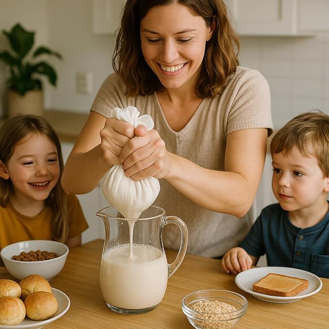 Kimmama 4 Pack Nut Milk Bag, Food Grade Nylon Strainer, 7.9 x 11.8 inch Cheese Cloth Bag for Straining Fruit Juice, Tofu, Almond, Coffee, Yogurt and Soup