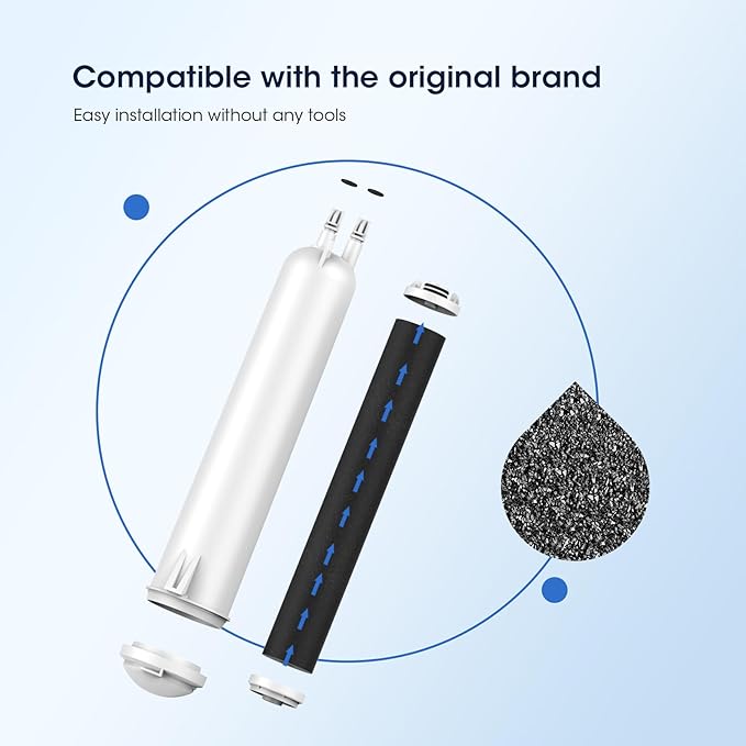 GLACIER FRESH EDR3RXD1 Refrigerator Water Filter, Compatible with 4396841, KAD3RXD1, WHR3RXD1, 4396841, 4396710, Filter 3, 46-9083,46-9030, 9030, 9083 Refrigerator Water Filter, 3+3 Packs