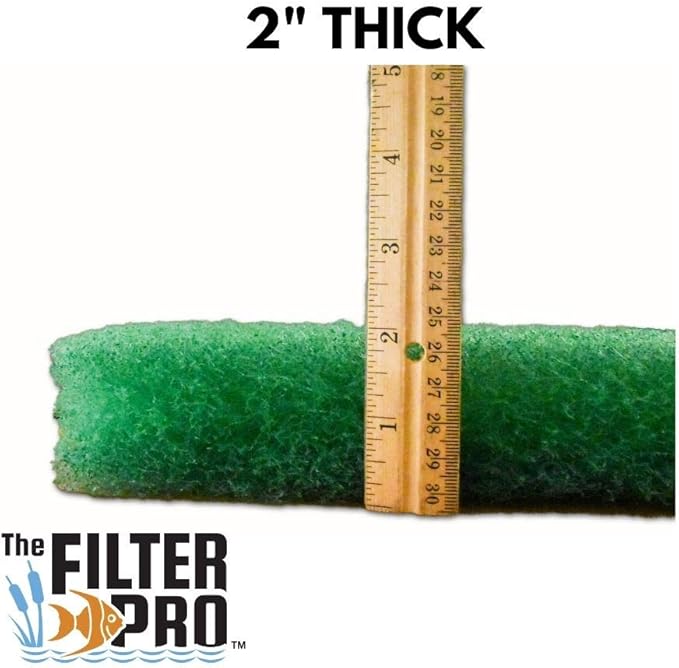 Green Coarse Filter Media, 2" Thick, 12" x 56" Roll, Perfect for Aquariums, Ponds or Water Gardens, Made in USA