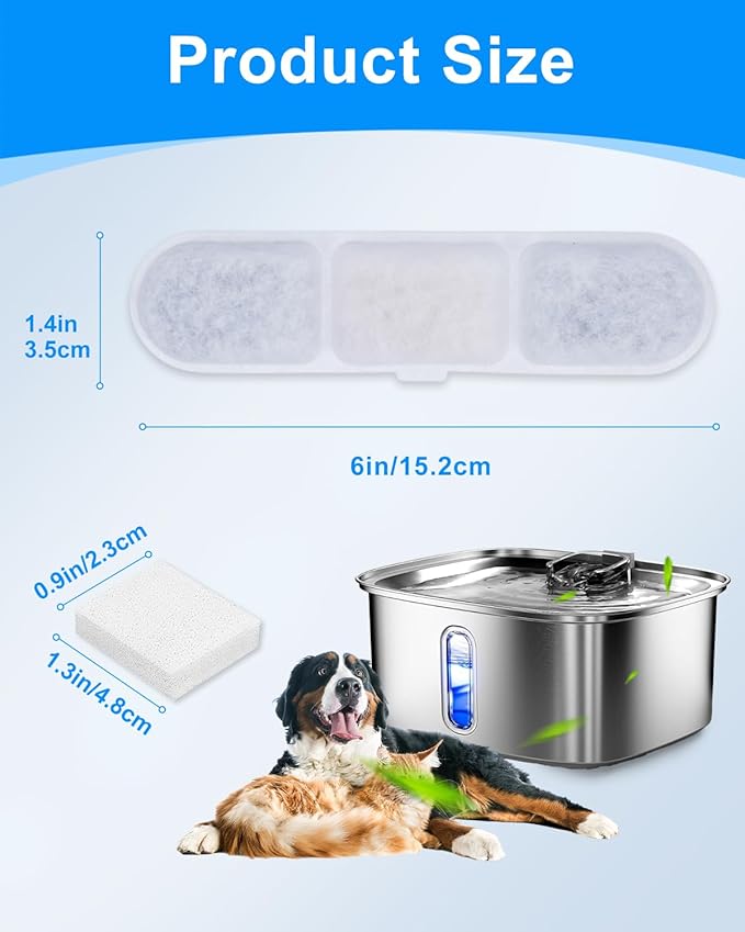 6+6 Pack Pet Water Fountain Filters Compatible with MAILOFY Automatic Dog Water Dispenser WF530 9L/2.4GaL, Dog Bowls Replacement Filter Fit for Stainless Steel Large Dogs Waterer Fountain