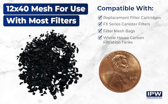 10 Lbs Bulk Water Filter/Air Filter Refill Coconut Shell Granular Activated Carbon Charcoal | 12x40 Mesh