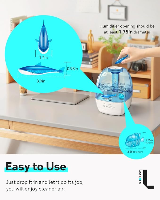 Leemone Humidifier Cleaner Float Shark & Fish -Humidifier Accessories Compatible with All Humidifiers and Fish Tanks(6 Pack)
