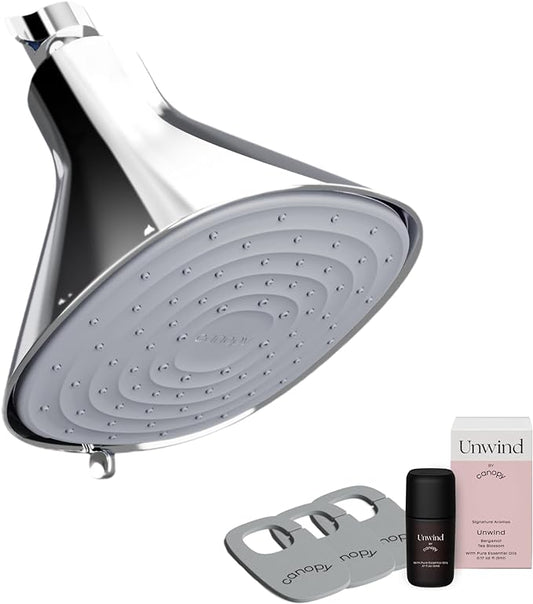 Canopy Filtered Shower Head - High Pressure Shower Head Filter for Hard Water - Shower Filter To Remove Impurities for Healthier Scalp, Skin & Hair - Support Hair Growth & Minimize Breakage - Chrome