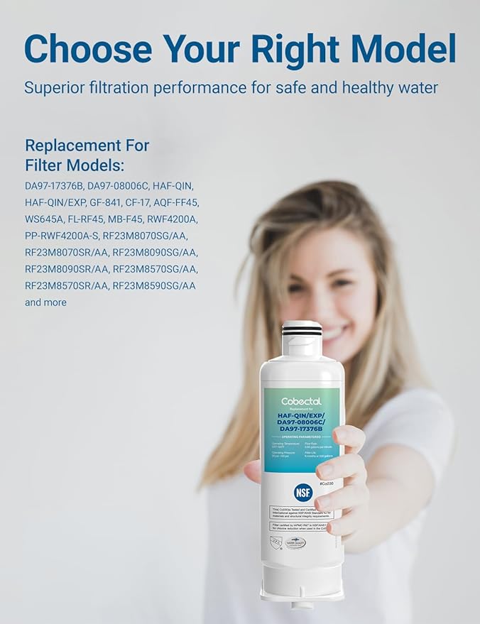 HAF-QIN/EXP Water Filter Replacement for samsung Haf-qin DA97-17376B RS27T5200SR RS22T5201SR RF27T5241SR RF23M8070SG DA97-08006C Rf28T5001SR RF27T5201SR RF27T5201SG Water Filter,3 pack,by Cobectal