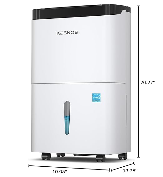 Kesnos 80 Pints Energy Star Dehumidifier for Home & Basement with Drain Hose, Ideal for Large Spaces up to 5,000 Sq. Ft., Featuring Auto Defrost & Self-Drying Function