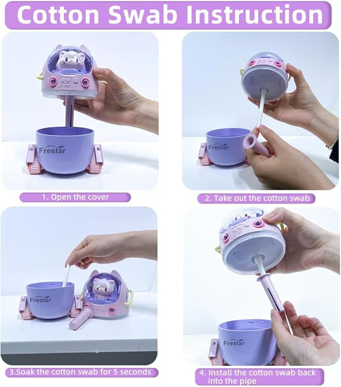 Mini USB Humidifier 220ml with LED Night Light, Small Cute Humidifier Bulit in Adorable Doll for Kids, Plant, Bedroom, Office, Desk, Babies Room, No Battery(Pink-Huhu)