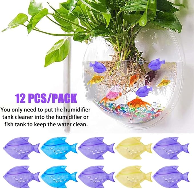 12PCS Universal Humidifier Tank Cleaner,Humidifier Cleaning Fish for Humidifiers & Fish Tanks, Purifies Water, Eliminates White Dust and Odor, Prevents Hard Water Build-Up