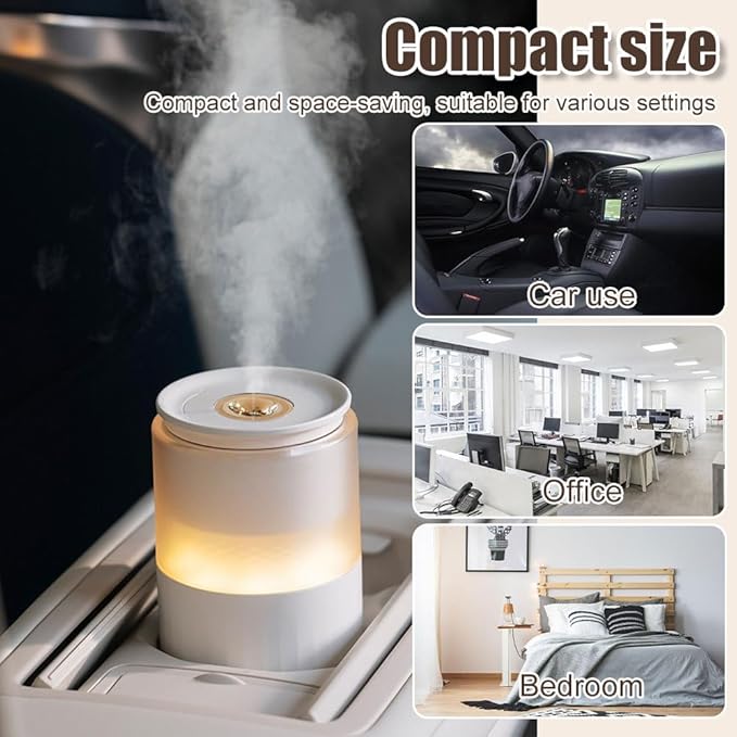 Mini Humidifier with Night Light, 250ML USB Mist Humidifiers, Auto Shut Off Portable Diffuser for Bedroom Office Car