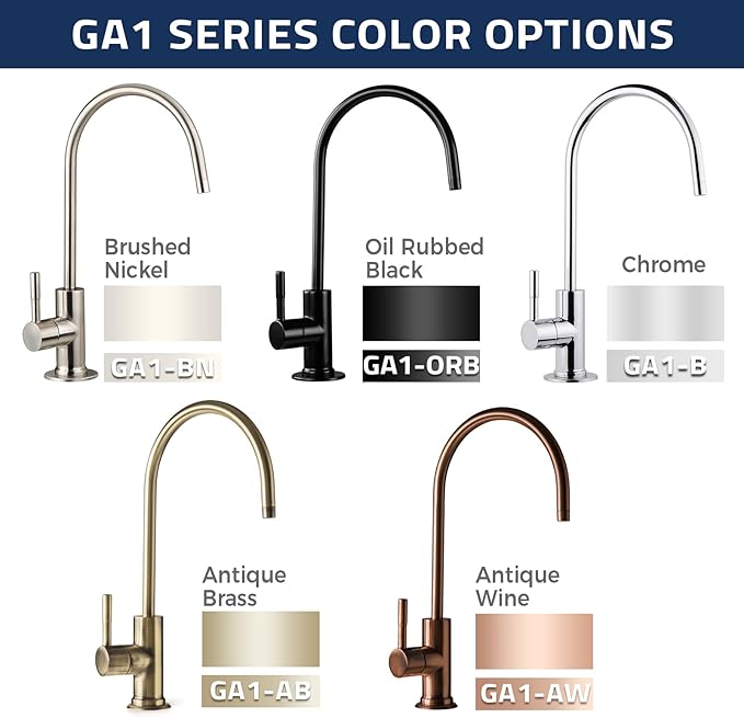 iSpring GA1-AB Heavy-Duty Contemporary Non-Air Gap RO Faucet – Premium Lead-Free Design for RO Filtration Systems & Bar Sinks, Antique Brass