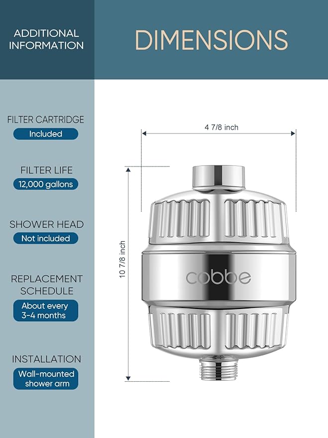 Cobbe HD HEAVY DUTY High Output Shower Filter 2 Pack – 99% REMOVAL Shower Head Filter for Hard Water, Heavy Metals, Chlorine and Harmful Substance, Improve your skin and hair - Chrome