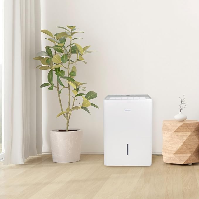 Keystone 50-Pint Portable Dehumidifier, 115V, Dehumidifier for Rooms up to 4500 Sq.Ft, Moisture Absorber For Basement, Garage, Living Room with Pump, White