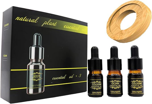 1 Pack Fragrance Tablet Ring, 3 Bottles of Solar Car Air Freshener Refills (2 Fragrance Scented Cologne/Ocean Essentil Oils Refill) Perfume Oil for Car Air Fresheners Air Purifier Aromatic Diffuser