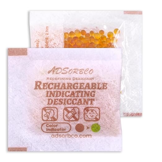 Adsorbco Rechargeable Desiccant, Indicating Silica Gel Packets, Moisture Absorbers for Storage, Gun Safe Dehumidifiers (200, 1g)