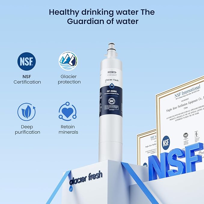 GLACIER FRESH Replacement for RPWFE, RPWF (Built-in CHIP) Refrigerator Water Filter, Compatible with GFE28GYNFS, GFE28GELDS, PFE28KELDS, PFE28KYNFS, GFD28GELDS, PWE23KELDS, PWE23KMKES, 4 Pack