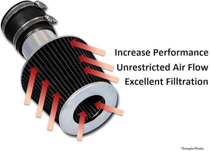 Truck Cold Air Intake Black 6" / 152 mm Inlet Reusable Quality Universal Clamp On Cone Replacement Dry Air Filter