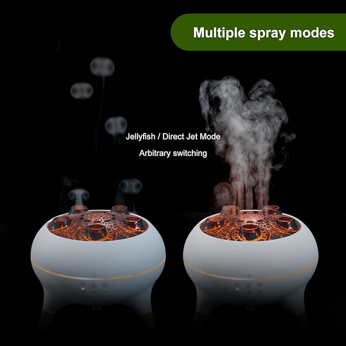 Jellyfish Diffuser 250ML, Volcano Diffuser Aroma Diffusers Air Humidifiers 7Color LED, 5 Rings Dynamic Sound Pickup Ultrasonic Aromatherapy Fragrant for Bedroom Office (White)