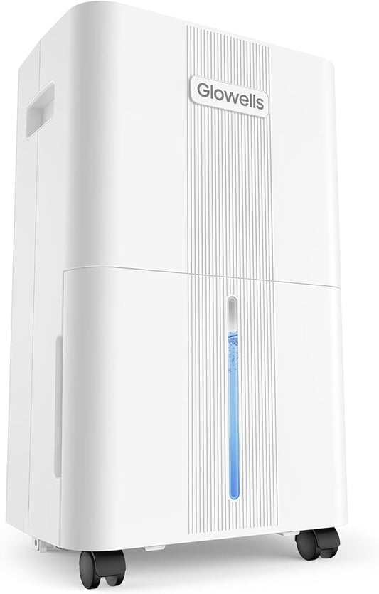 500 Sq.ft Dehumidifiers for Home, Glowells 8 Pints Dehumidifier with Drain Hose, 3 Modes, 24H Timer, Auto Defrost