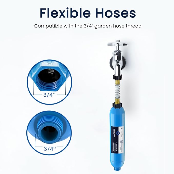 GLACIER FRESH Garden Hose End Pre-Filter for Swimming Pool, Hot Tubs, Spa, Inflatable Pool, Ponds, Greatly Reduces Bad Taste, Odors, Chlorin and Sediment, up to 8,000 Gallons, 3 Pack