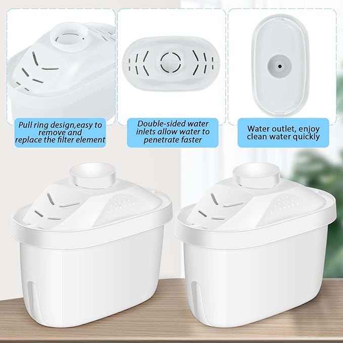 4 Pcs Alkaline Water Filter Replacement Alkaline Water Pitcher Replacement Cartridge for Healthy Drink, 7 Stage Filtration System to Purify