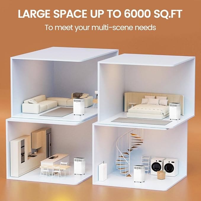AIRPLUS 6000 Sq. Ft Dehumidifiers for Home, 135 Pints Dehumidifier for Basement with Drain Hose, Continuous Drainage, Intelligent Humidistat, Dehumidifier for bathroom, bedroom, Large Room
