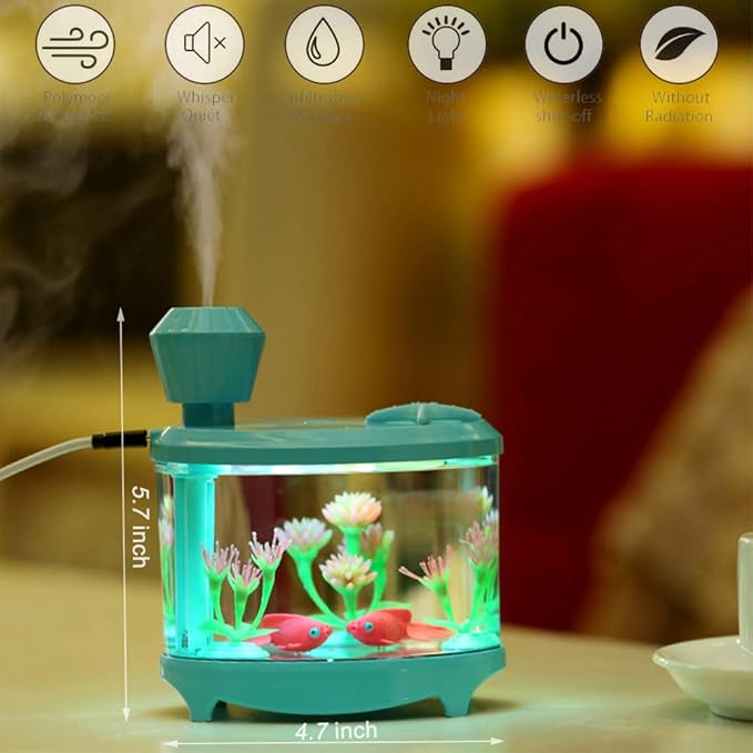 Portable Mini Humidifier, 460ml Cool Mist Small Humidifier, USB Quiet Operation Desktop Humidifiers for Baby Bedroom Travel Office Home, 2 Mist Modes (Blue)